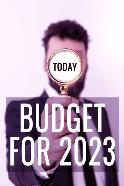 Znak Tekstowy Przedstawiający Budżet 2023 Pisemne Preliminarze Dochodów Wydatków 2023 — Zdjęcie stockowe