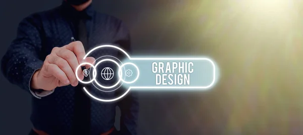 Cartello Che Mostra Graphic Designart Abilità Combinare Testo Immagini Pubblicità — Foto Stock