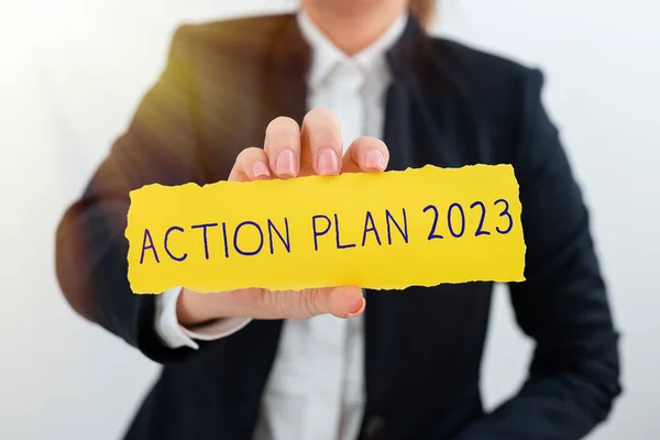 Εννοιολογική Οθόνη Σχέδιο Δράσης 2023 Κάνουμε Λίστα Περιέχει Πολλά Πράγματα — Φωτογραφία Αρχείου