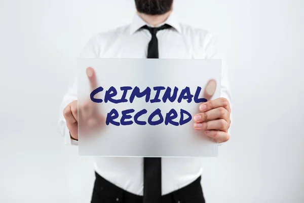 Conceptual display Criminal Recordprofile of a person criminal history with details, Business approach profile of a person criminal history with details