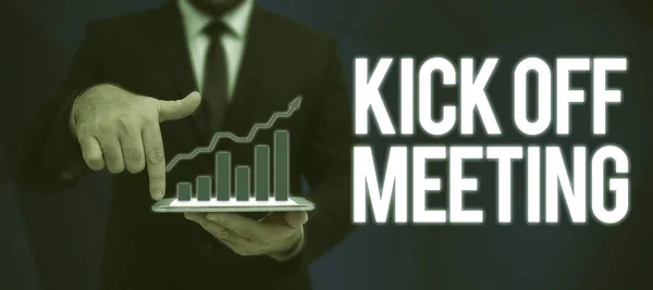 Conceptual hand writing showing Kick Off Meeting. Concept meaning getting  fired from your team private talking about company Stock Photo - Alamy