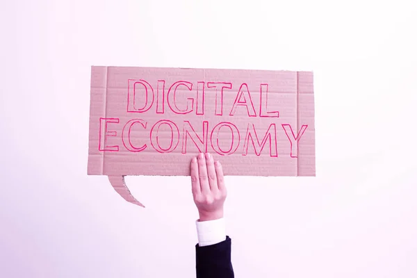 Legenda Conceitual Economia Digitalrede Mundial Atividades Tecnologias Econômicas Business Showcase — Fotografia de Stock