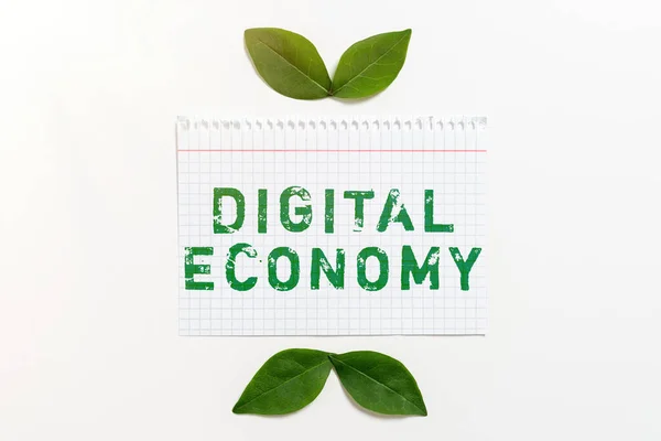 Zeichen Der Digitalen Wirtschaftweltweites Netzwerk Wirtschaftlicher Aktivitäten Und Technologien Geschäftsidee — Stockfoto
