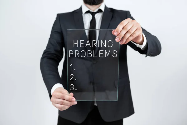 Εγγραφείτε Εμφανίζει Προβλήματα Ακοής Μερική Ολική Ανικανότητα Ακούσετε Τους Ήχους — Φωτογραφία Αρχείου