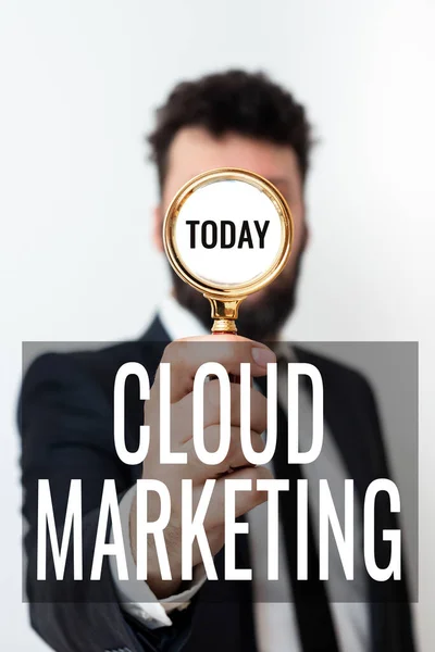 Writing displaying text Cloud MarketingThe process of an organisation to market their services, Internet Concept The process of an organisation to market their services