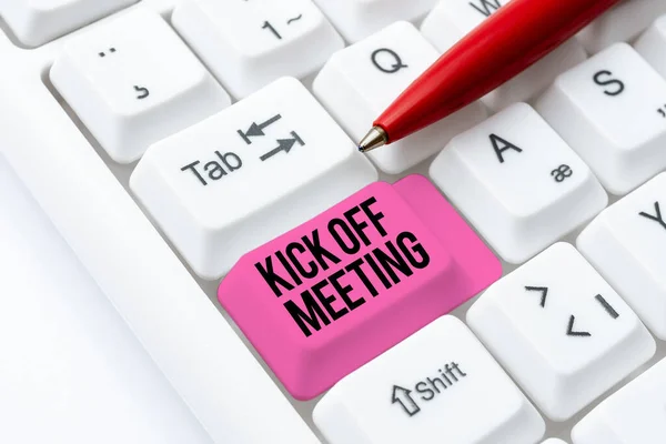 Τίτλος Κειμένου Που Παρουσιάζει Kickoff Meetingspecial Discussion Legalities Involved Project — Φωτογραφία Αρχείου