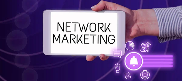 Tekst Bijschrift Presenteren Network Marketingpyramide Selling Multi Level Trading Goods — Stockfoto