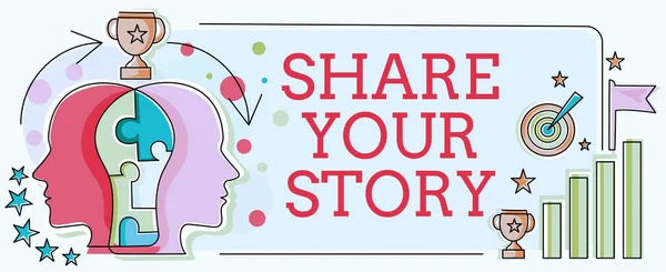 Inspiração Mostrando Sinal Share Your Storyasking Someone Himself Write Life — Fotografia de Stock