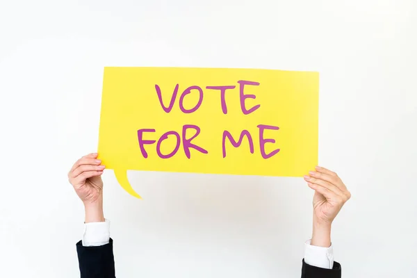 Inspiração Mostrando Sinal Vote Mim Word Campaigning Government Position Next — Fotografia de Stock