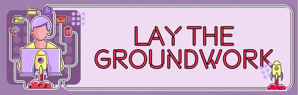 Text caption presenting Lay The GroundworkPreparing the Basics or Foundation for something, Concept meaning Preparing the Basics or Foundation for something