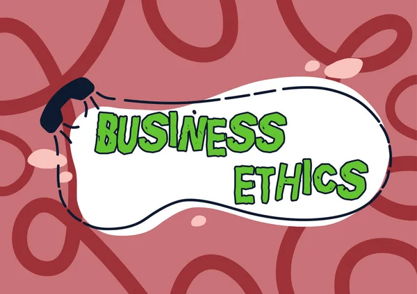 Handwriting text Business EthicsMoral principles that guide the way a business behaves, Business concept Moral principles that guide the way a business behaves