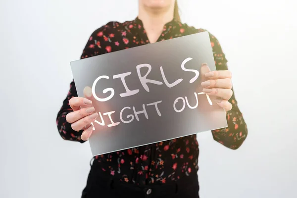 Kézírás Jel Lányok Éjszakája Szabadságok Szabad Mentalitás Lányoknak Modern Korban — Stock Fotó