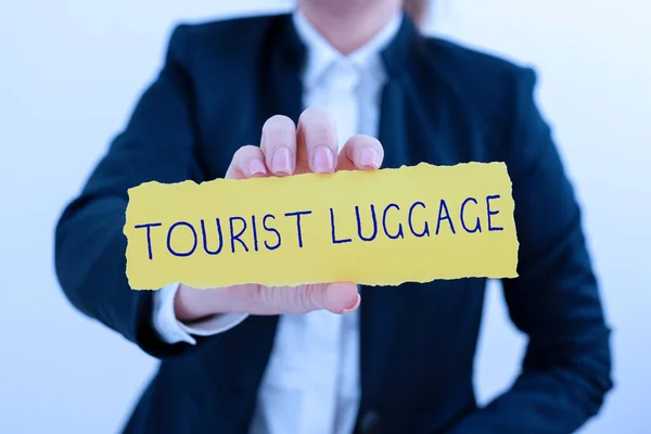Έννοια Οθόνη Tourist Luggagebig Τσάντα Που Περιέχει Όλα Όσα Χρειάζεται — Φωτογραφία Αρχείου