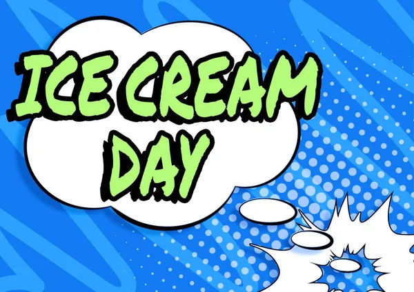 Texto Para Caligrafia Ice Cream Day Word Escrito Momento Especial — Fotografia de Stock