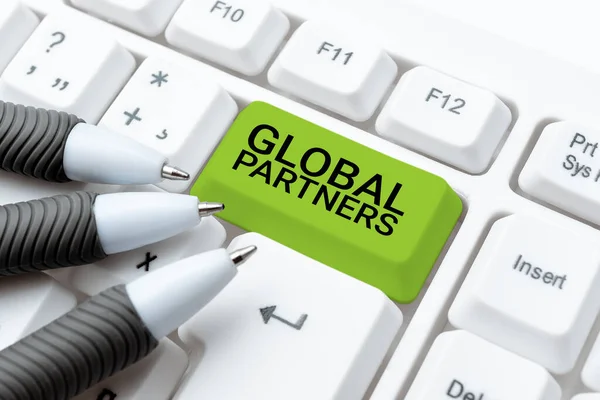 Teken Het Tonen Van Global Partnerstwee Meer Bedrijven Uit Verschillende — Stockfoto