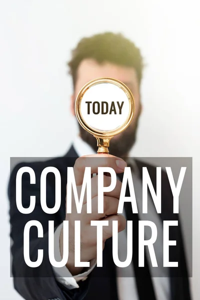 Text Skylt Som Visar Företagskulturmiljön Och Elementen Som Medarbetarna Arbetar — Stockfoto
