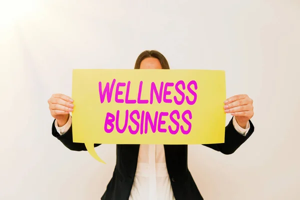 Texte Manuscrit Wellness Businessentreprise Professionnelle Axée Sur Santé Esprit Corps — Photo