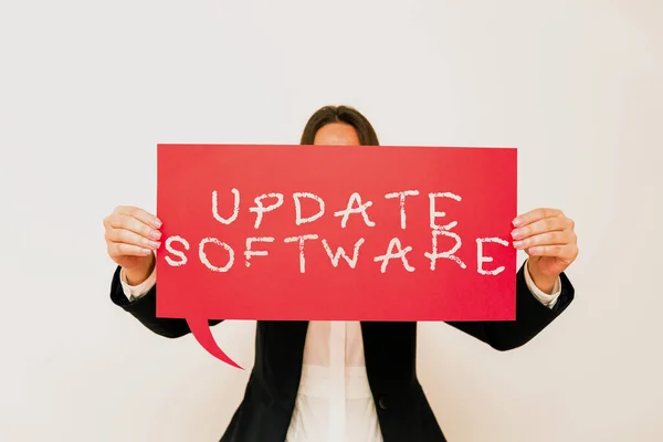 Didascalia Testo Che Presenta Programma Sostituzione Del Software Aggiornamento Con — Foto Stock