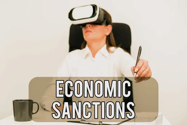 Handwriting Text Economic Sanctionspenalty Punishment Levied Another Country Trade War — Stock Photo, Image