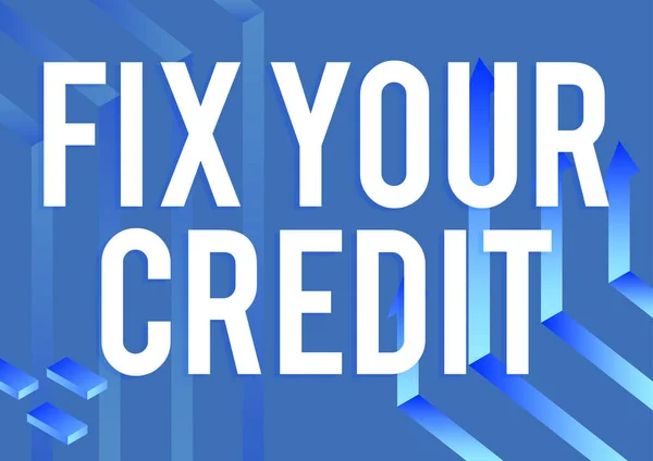 Text Rukopisu Opravit Váš Kredit Udržujte Nízké Zůstatky Kreditních Kartách — Stock fotografie