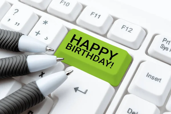 Conceptual Caption Happy Birthdaythe Birth Anniversary Person Celebrated Presents Business — Stock Photo, Image