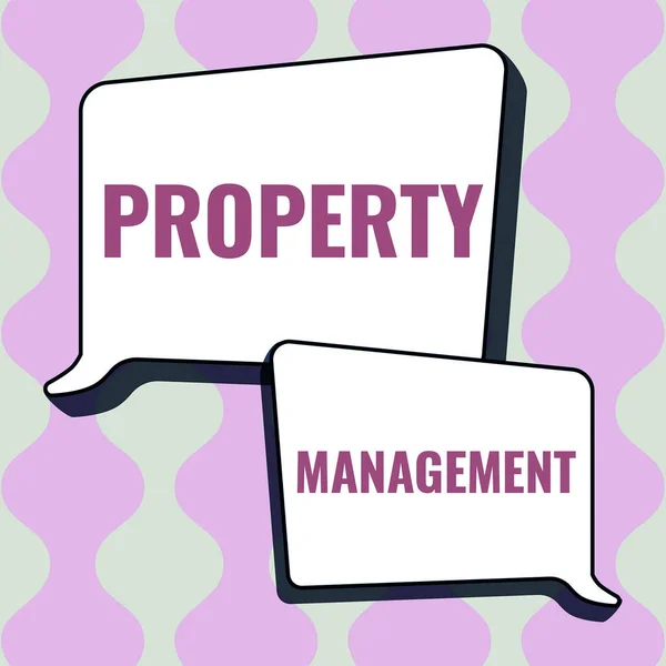 Hand Writing Sign Property Management Word Overseeing Real Estate Preserved — Stock Photo, Image