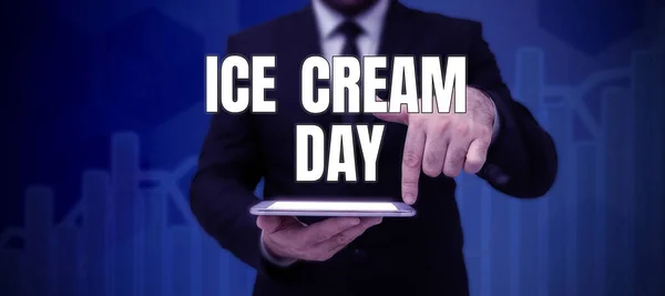 Testo Didascalia Che Presenta Ice Cream Day Business Idea Momento — Foto Stock