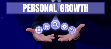 Kişisel büyümeyi gösteren tabela yeteneklerinizi geliştirin yeni malzemeler öğrenin, iş konsepti geliştirin yeteneklerinizi geliştirin yeni malzemeler öğrenin