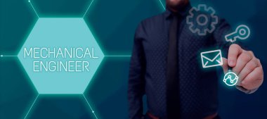 Mekanik Sistem için Uygulamalı Mühendislik Disiplini anlamına gelen ilham veren makine mühendisi kavramını gösteren metin