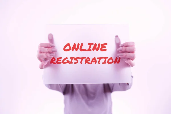 Teksten Weergeven Online Registratie Word Written Process Subscribe Join Event — Stockfoto