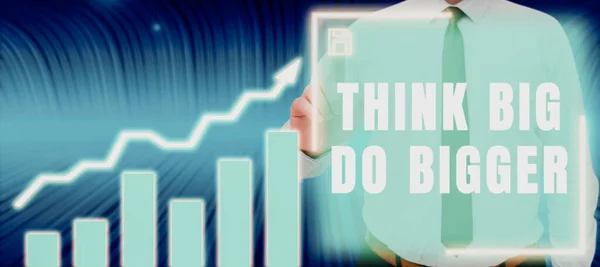 Inspiratie Toont Teken Denk Groot Doe Groter Zakelijk Idee Verhoog — Stockfoto