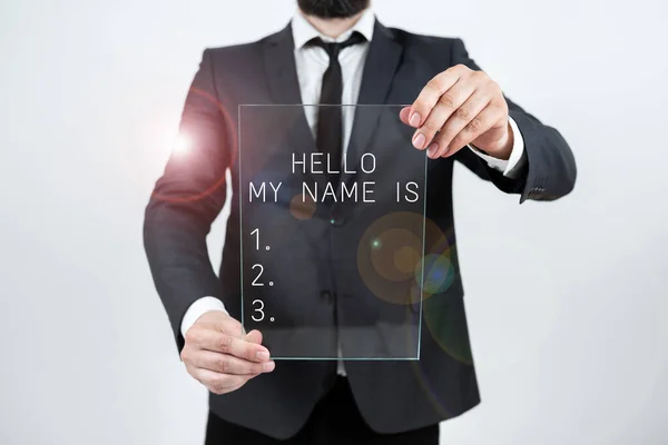 Text Tecken Som Visar Hej Mitt Namn Isintroduction Dig Till — Stockfoto