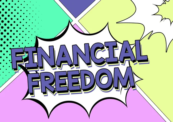 Text Caption Presenting Financial Freedomhaving Money Free Worry Comes Cash — Stock fotografie