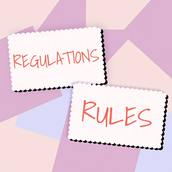 Writing Displaying Text Regulations Rulesstandard Statement Procedure Govern Control Conduct — Stock Photo, Image