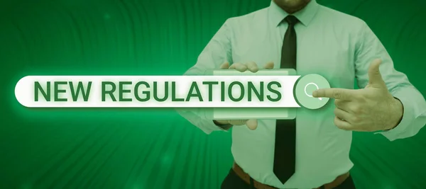 Legenda Texto New Regulationsregulation Control Activity Usually Used Rules Business — Fotografia de Stock