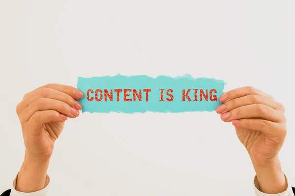 Signe Affichant Contenu Est Kingcontent Est Cœur Des Stratégies Marketing — Photo