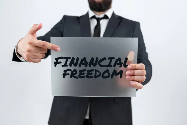 Conceptual Caption Financial Freedomtener Dinero Libre Preocupaciones Cuando Trata Flujo —  Fotos de Stock