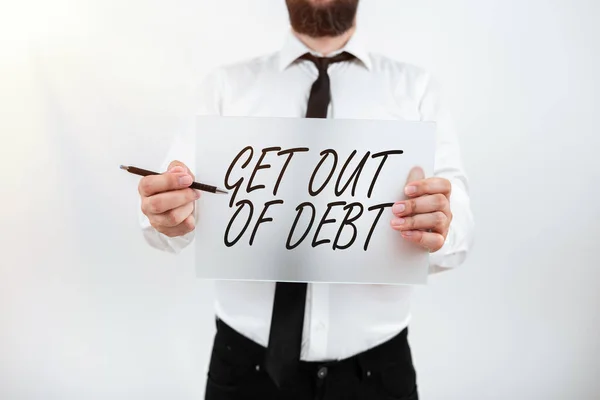 Konzeptpräsentation Raus Aus Den Schulden Keine Aussicht Mehr Bezahlt Werden — Stockfoto