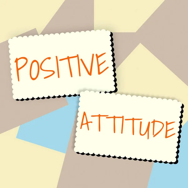 Text Sign Showing Positive Attitudebeing Optimistic Life Looking Good Things — Stock Photo, Image