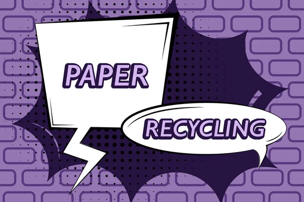 Hand writing sign Paper RecyclingUsing the waste papers in a new way by recycling them, Word for Using the waste papers in a new way by recycling them