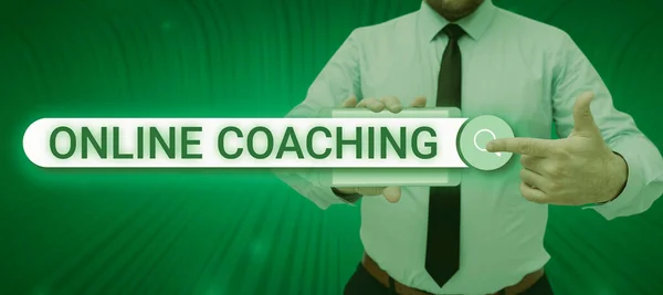 Text Caption Presenting Online Coachinglearning Online Internet Help Coach Conceptual — Stock fotografie