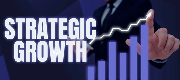 Bildunterschrift Präsentation Strategic Growthcreate Plan Oder Zeitplan Zur Erhöhung Der — Stockfoto