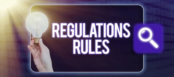 Sign Displaying Regulations Rulesstandard Statement Διαδικασία Για Τον Έλεγχο Μιας — Φωτογραφία Αρχείου