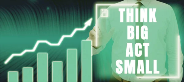 Szöveg Jel Mutatja Think Big Act Small Business Approach Nagy — Stock Fotó