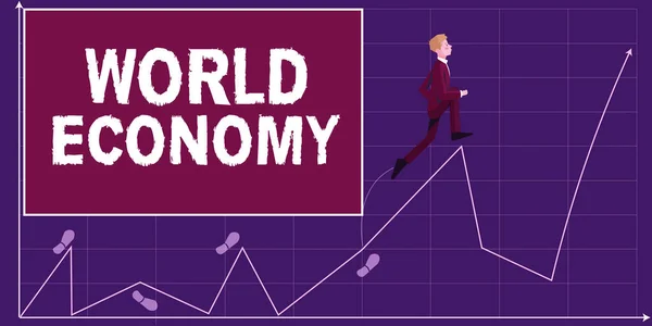 Didascalia Concettuale World Economy Business Overview Global Worldwide Mercati Internazionali — Foto Stock