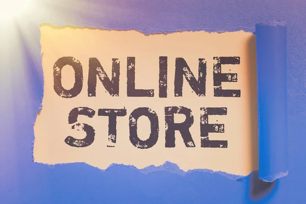 Text Sign Showing Online Store Business Concept Website Offers Items — Stock Photo, Image