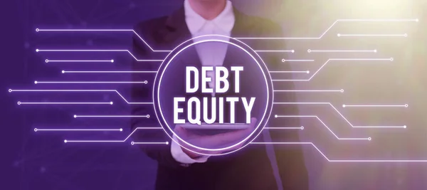 Bildunterschrift Debt Equity Unternehmensübersicht Die Die Gesamtverbindlichkeiten Der Unternehmen Durch — Stockfoto