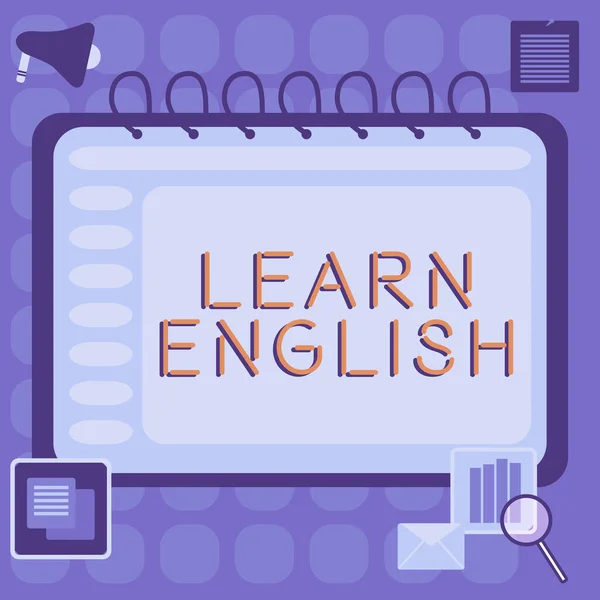 Leyenda Conceptual Aprender Inglés Internet Concepto Lenguaje Universal Fácil Comunicación — Foto de Stock