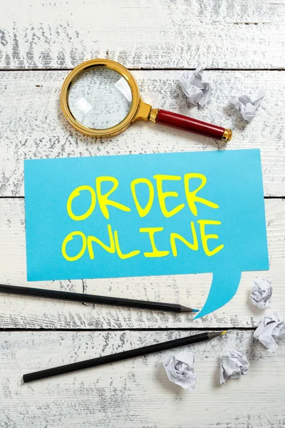 온라인 Order Online 인터넷상에서 판매되는 서비스 구매를 Word Buying Goods — 스톡 사진