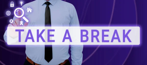 Handschrifttekst Take Break Business Idee Rust Stop Met Iets Doen — Stockfoto